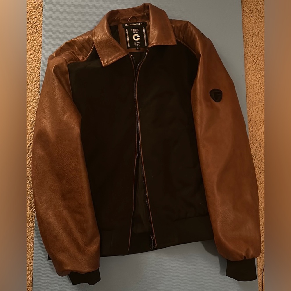 Men’s FRIED Denim 2015 NYC Leather Bomber Jacket - Size Large - Like New